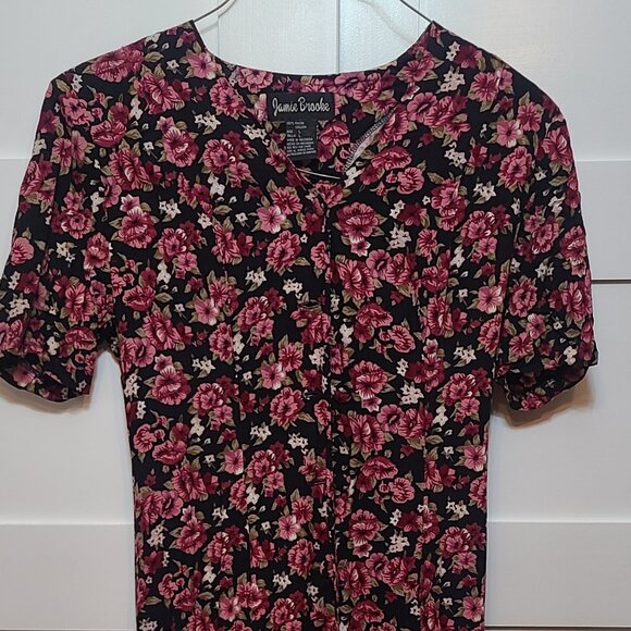 Jamie Brooke Dresses & Skirts - Jamie Brooke Floral Maxi Dress – Black with Pink & White Flowers – Size L – 100%